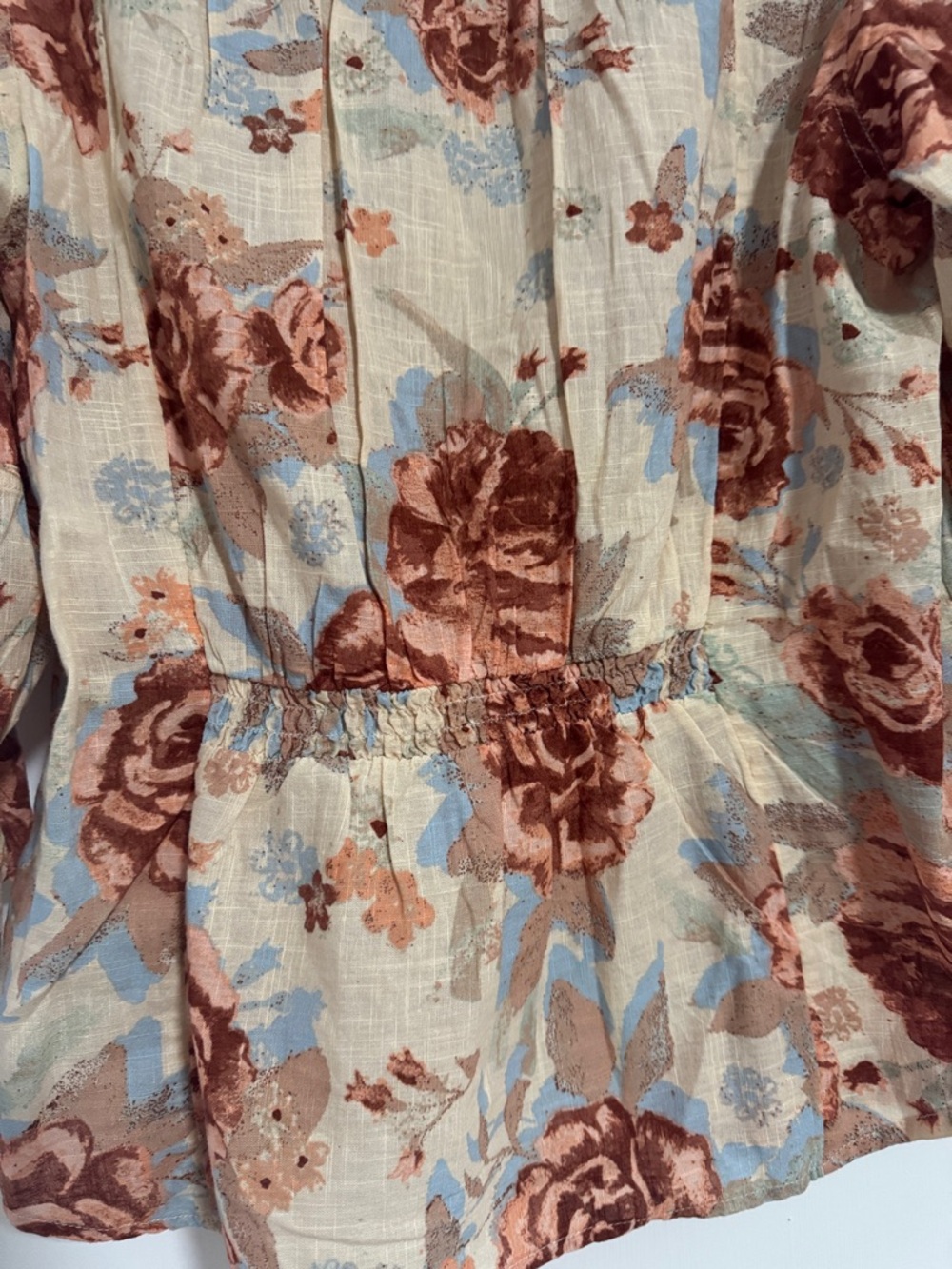 Free People Rust Rose Floral Button-Front Blouse - Picture 4 of 5